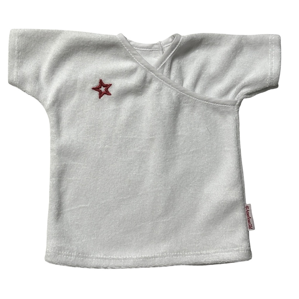 American Girl 18” Doll Spa Deluxe White Terry Cloth Red Star Robe Cape Retired